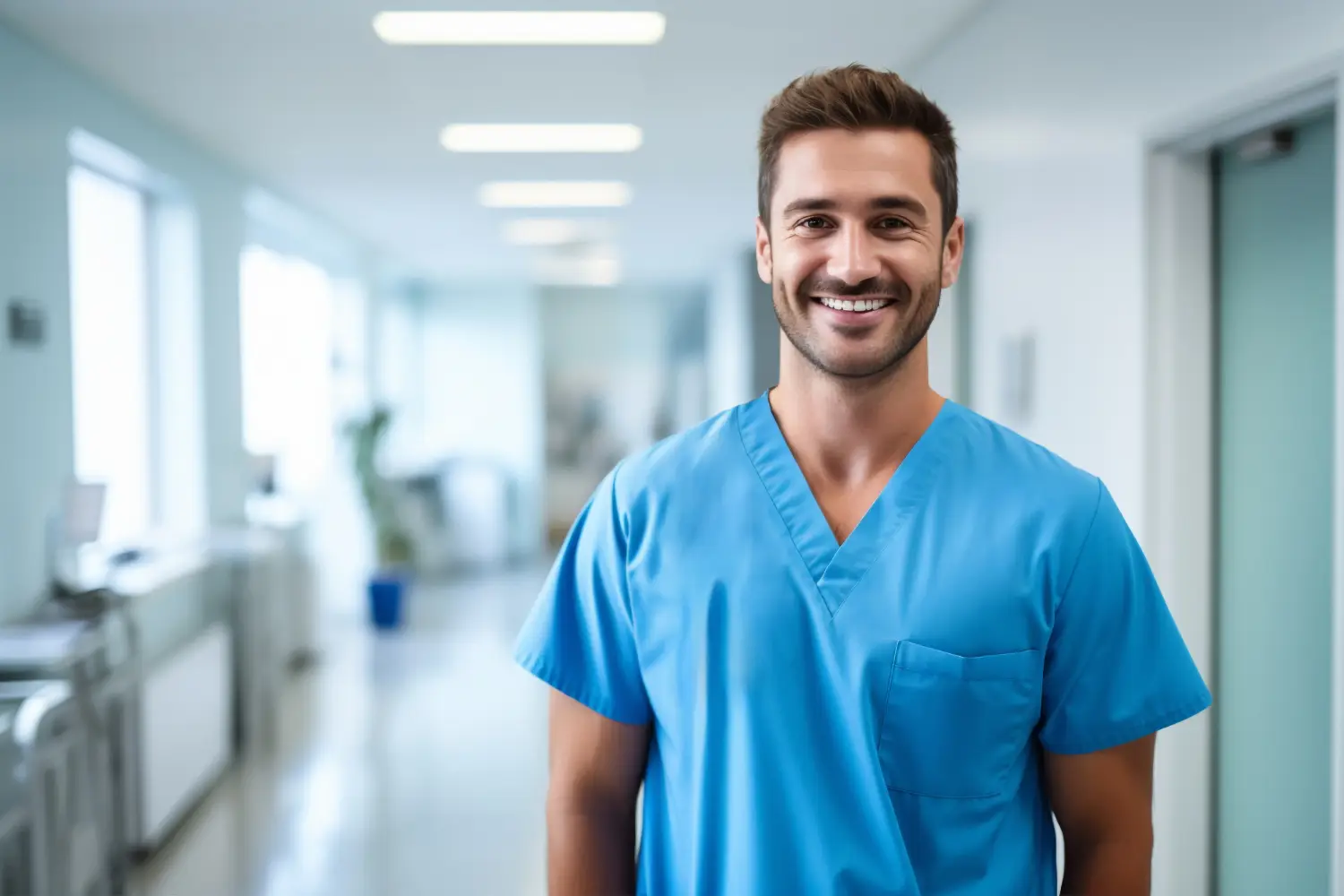 Männlicher Krankenpfleger in einem Flur